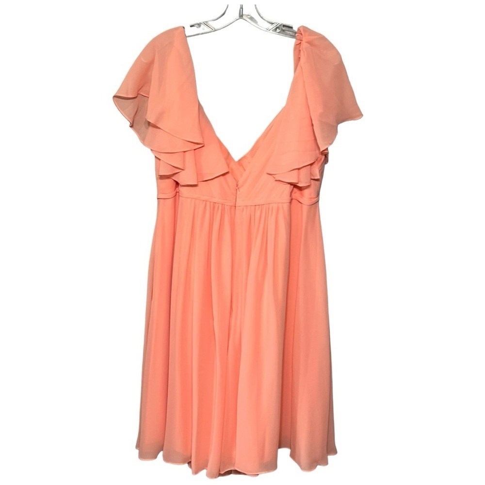 JJ House Ruffled Pleated Coral Chiffon Dress Women’s Plus-size 18W